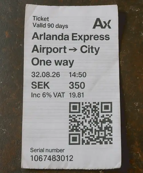 Beispiel für ein mit KI gefälschtes Zugticket