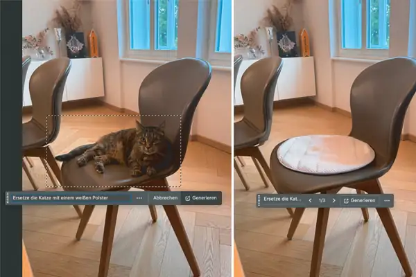 Beispiel für eine KI-Bildmanipulation mit generativem Füllen in Photoshop